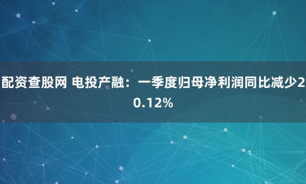 配资查股网 电投产融：一季度归母净利润同比减少20.12%