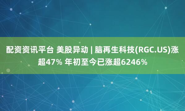 配资资讯平台 美股异动 | 脑再生科技(RGC.US)涨超47% 年初至今已涨超6246%